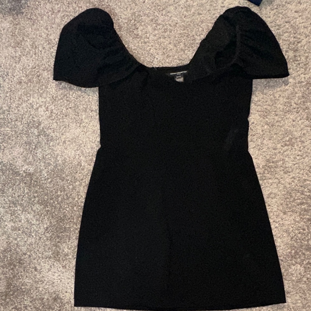 French Connection Elegant Black Puff Sleeve Dress